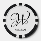 Initiaal gepersonaliseerd elegant wit monogram poker chips (Voorkant)