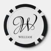 Initiaal gepersonaliseerd elegant wit monogram poker chips (Achterkant)