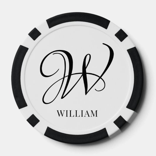 Initiaal gepersonaliseerd elegant wit monogram poker chips (Achterkant)