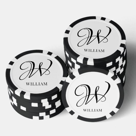 Initiaal gepersonaliseerd elegant wit monogram poker chips (Opstapeling)