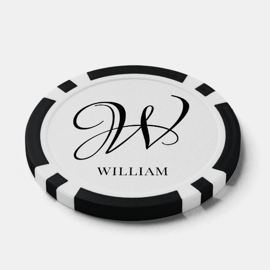 Initiaal gepersonaliseerd elegant wit monogram poker chips (Enkel)