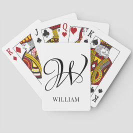 Initiaal gepersonaliseerd elegant wit monogram pokerkaarten