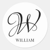 Initiaal gepersonaliseerd elegant wit monogram ronde sticker (Voorkant)
