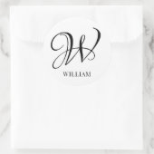 Initiaal gepersonaliseerd elegant wit monogram ronde sticker (Tas)