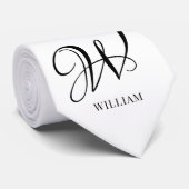Initiaal gepersonaliseerd elegant wit monogram stropdas (Opgerold)