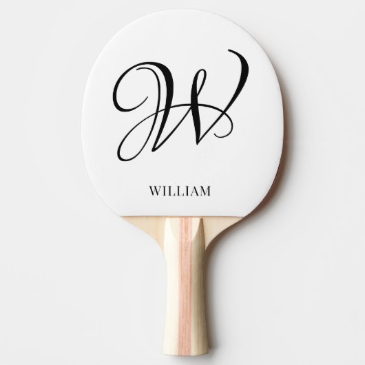Initiaal gepersonaliseerd elegant wit monogram tafeltennisbatje (Voorkant)