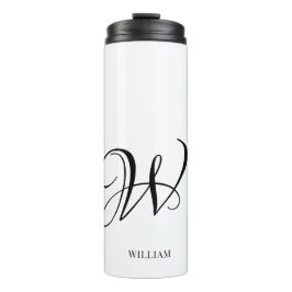 Initiaal gepersonaliseerd elegant wit monogram thermosbeker