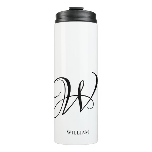 Initiaal gepersonaliseerd elegant wit monogram thermosbeker (Voorkant)