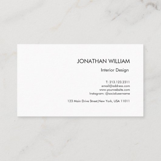 Initiaal gepersonaliseerd elegant wit monogram visitekaartje (Achterkant)