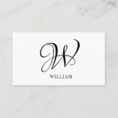 Initiaal gepersonaliseerd elegant wit monogram visitekaartje (Voorkant)
