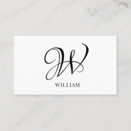 Initiaal gepersonaliseerd elegant wit monogram visitekaartje
