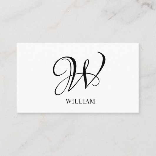 Initiaal gepersonaliseerd elegant wit monogram visitekaartje (Voorkant)