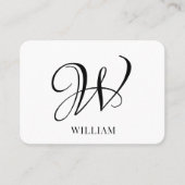 Initiaal gepersonaliseerd elegant wit monogram visitekaartje (Voorkant)