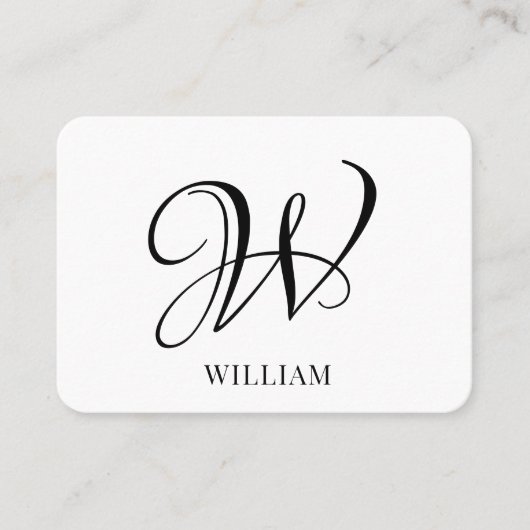 Initiaal gepersonaliseerd elegant wit monogram visitekaartje (Voorkant)