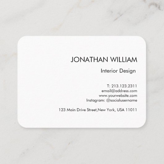 Initiaal gepersonaliseerd elegant wit monogram visitekaartje (Achterkant)