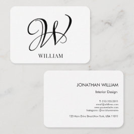 Initiaal gepersonaliseerd elegant wit monogram visitekaartje