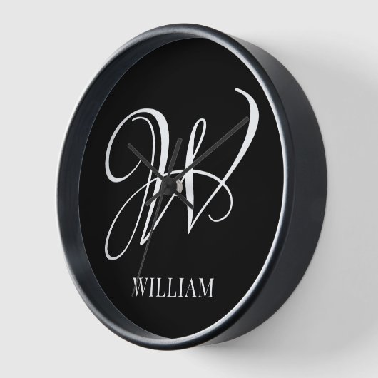 Initiaal gepersonaliseerd Elegant Zwart Monogram (Hoek)