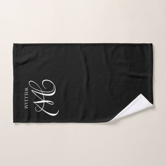 Initiaal gepersonaliseerd Elegant Zwart Monogram Bad Handdoek (Handdoek)