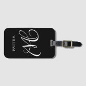 Initiaal gepersonaliseerd Elegant Zwart Monogram Bagagelabel (Voorkant (horizontaal))