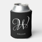 Initiaal gepersonaliseerd Elegant Zwart Monogram Blikjeskoeler (Blikje Voorkant)