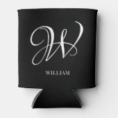 Initiaal gepersonaliseerd Elegant Zwart Monogram Blikjeskoeler (Voorkant)