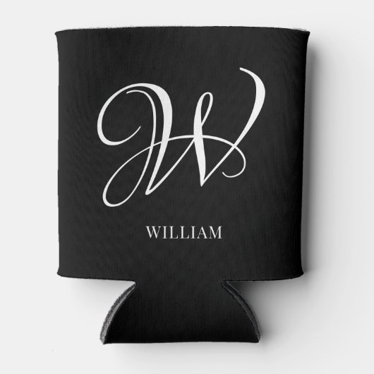 Initiaal gepersonaliseerd Elegant Zwart Monogram Blikjeskoeler (Voorkant)