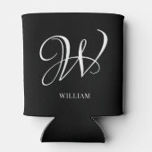 Initiaal gepersonaliseerd Elegant Zwart Monogram Blikjeskoeler (Achterkant)