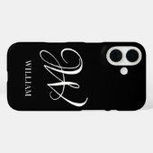 Initiaal gepersonaliseerd Elegant Zwart Monogram Case-Mate iPhone Case (Achterkant (horizontaal))