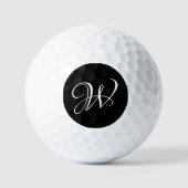 Initiaal gepersonaliseerd Elegant Zwart Monogram Golfballen (Voorkant)
