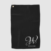 Initiaal gepersonaliseerd Elegant Zwart Monogram Golfhanddoek (Voorkant)