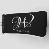 Initiaal gepersonaliseerd Elegant Zwart Monogram Golfheadcover (Voorkant)