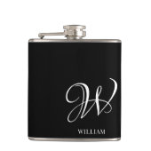 Initiaal gepersonaliseerd Elegant Zwart Monogram Heupfles (Voorkant)