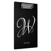 Initiaal gepersonaliseerd Elegant Zwart Monogram Klembord (Rechts)