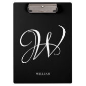 Initiaal gepersonaliseerd Elegant Zwart Monogram Klembord (Voorkant)