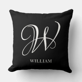 Initiaal gepersonaliseerd Elegant Zwart Monogram Kussen