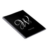 Initiaal gepersonaliseerd Elegant Zwart Monogram Notitieboek (Rechterzijde)