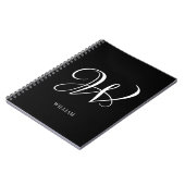 Initiaal gepersonaliseerd Elegant Zwart Monogram Notitieboek (Linkerzijde)