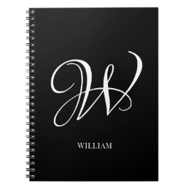 Initiaal gepersonaliseerd Elegant Zwart Monogram Notitieboek