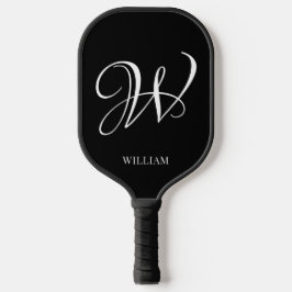 Initiaal gepersonaliseerd Elegant Zwart Monogram Pickleball Paddle