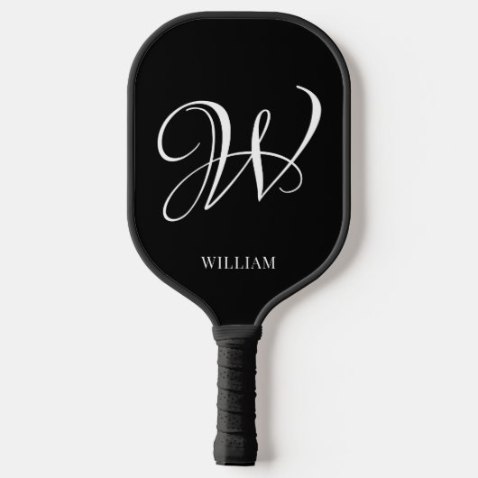 Initiaal gepersonaliseerd Elegant Zwart Monogram Pickleball Paddle (Achterkant)
