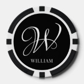 Initiaal gepersonaliseerd Elegant Zwart Monogram Poker Chips (Voorkant)