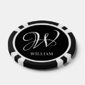Initiaal gepersonaliseerd Elegant Zwart Monogram Poker Chips (Enkel)