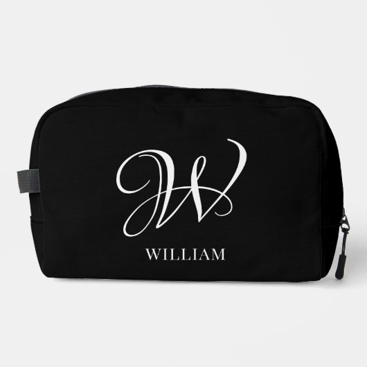 Initiaal gepersonaliseerd Elegant Zwart Monogram Toilettasje (Voorkant)