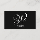 Initiaal gepersonaliseerd Elegant Zwart Monogram Visitekaartje (Voorkant)