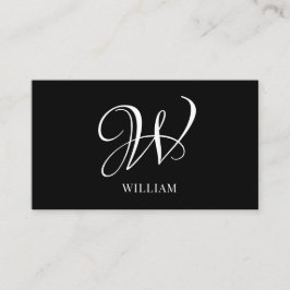 Initiaal gepersonaliseerd Elegant Zwart Monogram Visitekaartje
