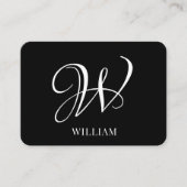 Initiaal gepersonaliseerd Elegant Zwart Monogram Visitekaartje (Voorkant)
