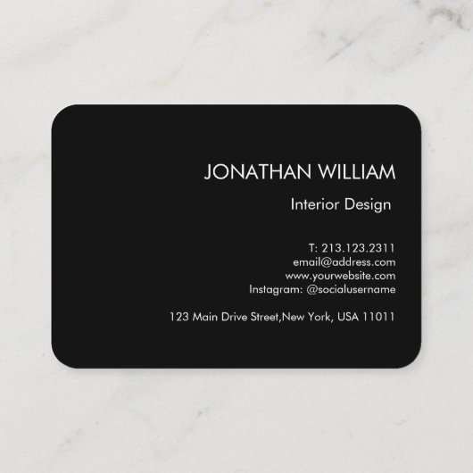 Initiaal gepersonaliseerd Elegant Zwart Monogram Visitekaartje (Achterkant)