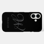 Initiaal Gepersonaliseerde Elegant Zwart Grijs Mon Case-Mate iPhone Case (Achterkant (horizontaal))