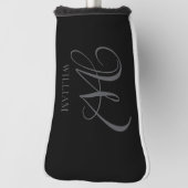 Initiaal Gepersonaliseerde Elegant Zwart Grijs Mon Golfheadcover (Draai 90)