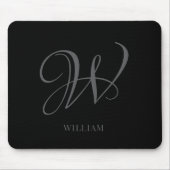 Initiaal Gepersonaliseerde Elegant Zwart Grijs Mon Muismat (Voorkant)